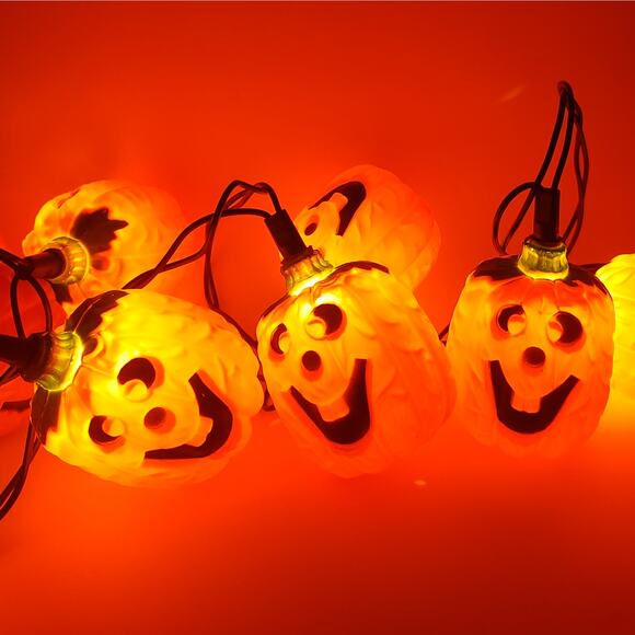 VTG Plastic Pumpkin Light Covers Blow Mold Jack-O-Lantern Replacements Halloween - Picture 3 of 10